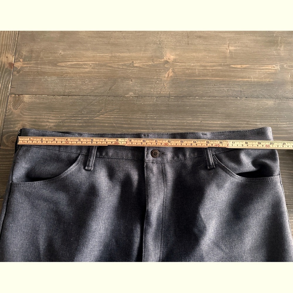 VTG Wrangler 82HY Gray Flat Front Cowboy Dress Pants Polyester Men's Size 42x30 - Picture 6 of 9